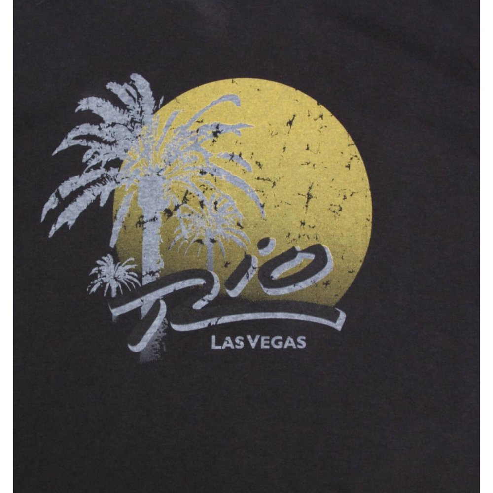THE RIO LAS VEGAS Nevada Palm Sunset Black Long Sleeve T-Shirt Tee S/XS /7307